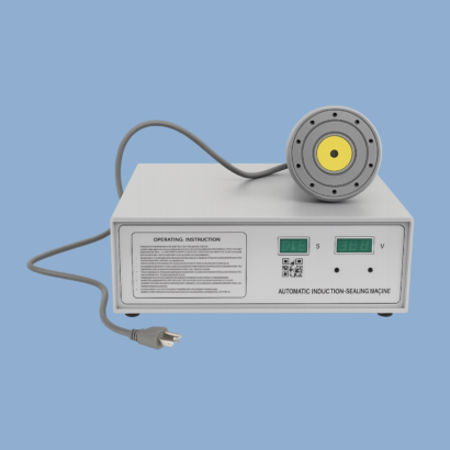 Máquina de inducción manual con cabezal tipo A, diseñada para sellar envases con liners de aluminio en diámetros de 20 a 60 mm. Equipo compacto de Sellaempaq ideal para productos farmacéuticos, cosméticos y alimenticios que requieren un cierre seguro por inducción.