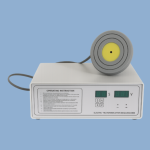 Máquina de inducción manual con cabezal tipo B para sellado de envases de 45 a 120 mm. Equipo de Sellaempaq ideal para frascos grandes, garrafones y envases industriales que requieren un cierre hermético mediante inducción.